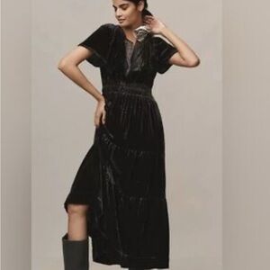 Anthropologie The Somerset Maxi Dress in velvet sz small  Elegant Black Velvet